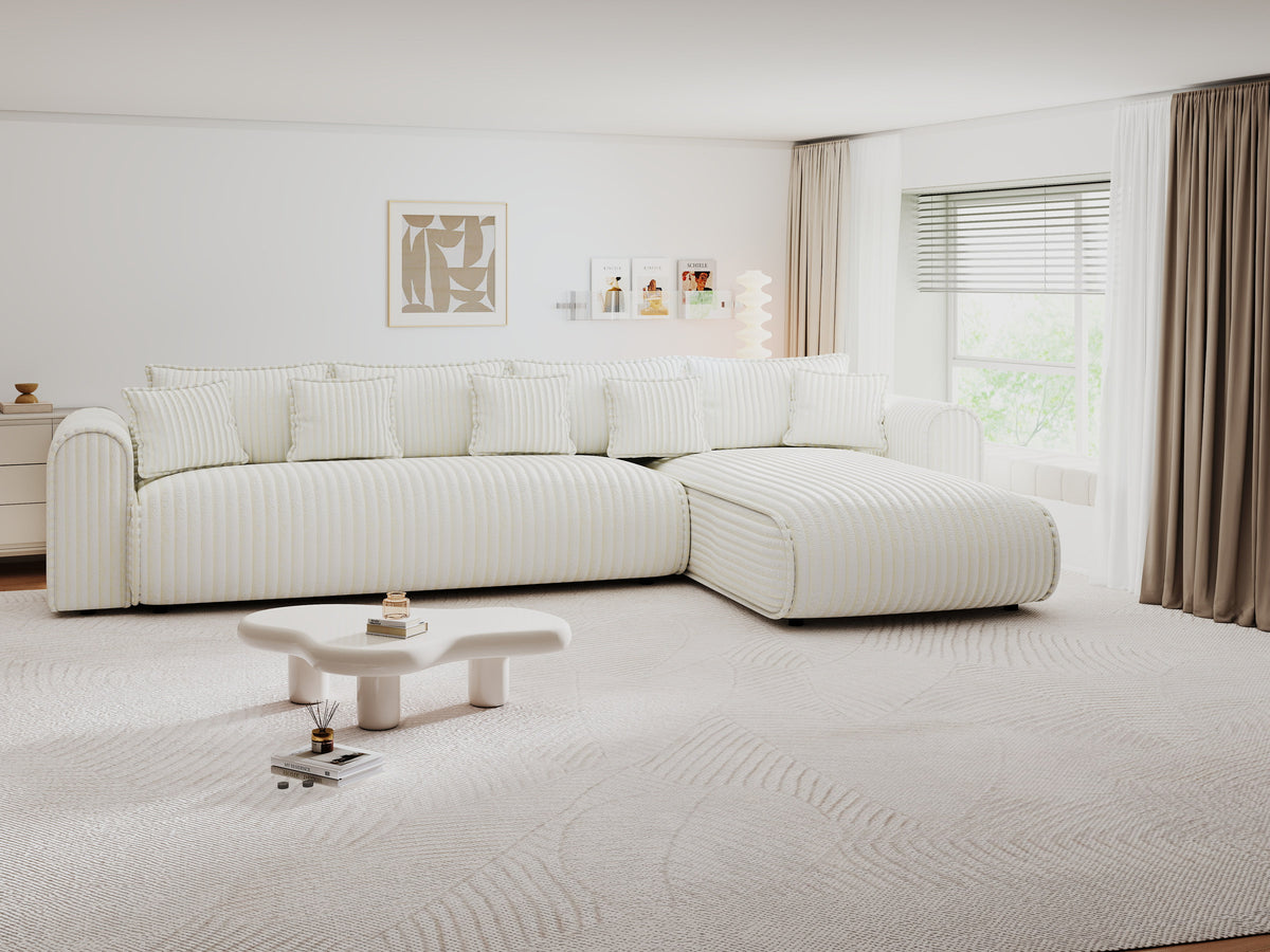 Colțar extensibil dumonde cu ladă de depozitare Monaco XL Tilia Crem II 340x185 cm — dreapta — imagine 7