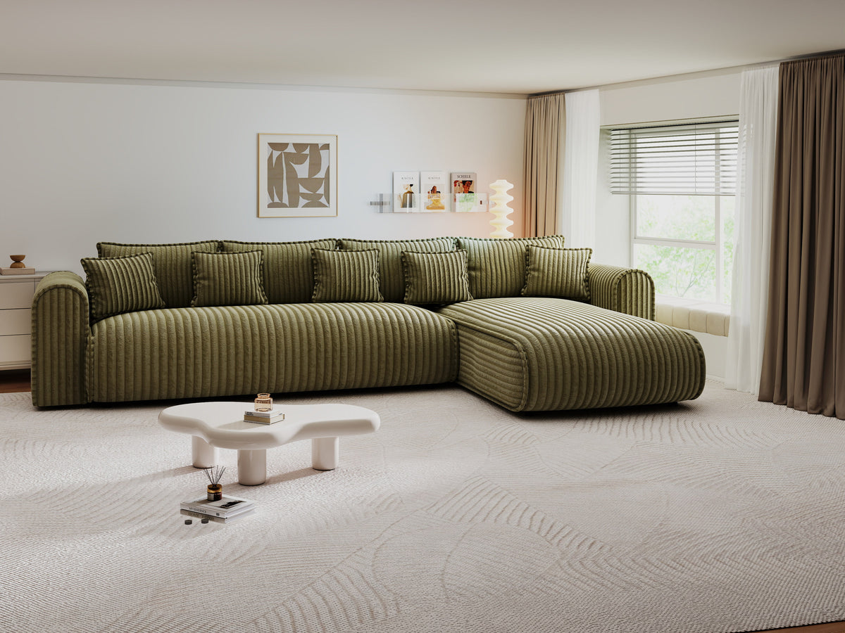 Colțar extensibil dumonde cu ladă de depozitare Monaco XL Tilia Olive II 340x185 cm — dreapta — imagine 7