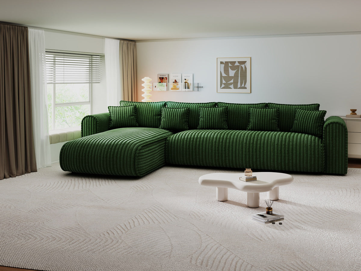 Colțar extensibil dumonde cu ladă de depozitare Monaco XL Tilia Verde 340x185 cm — stanga — imagine 7