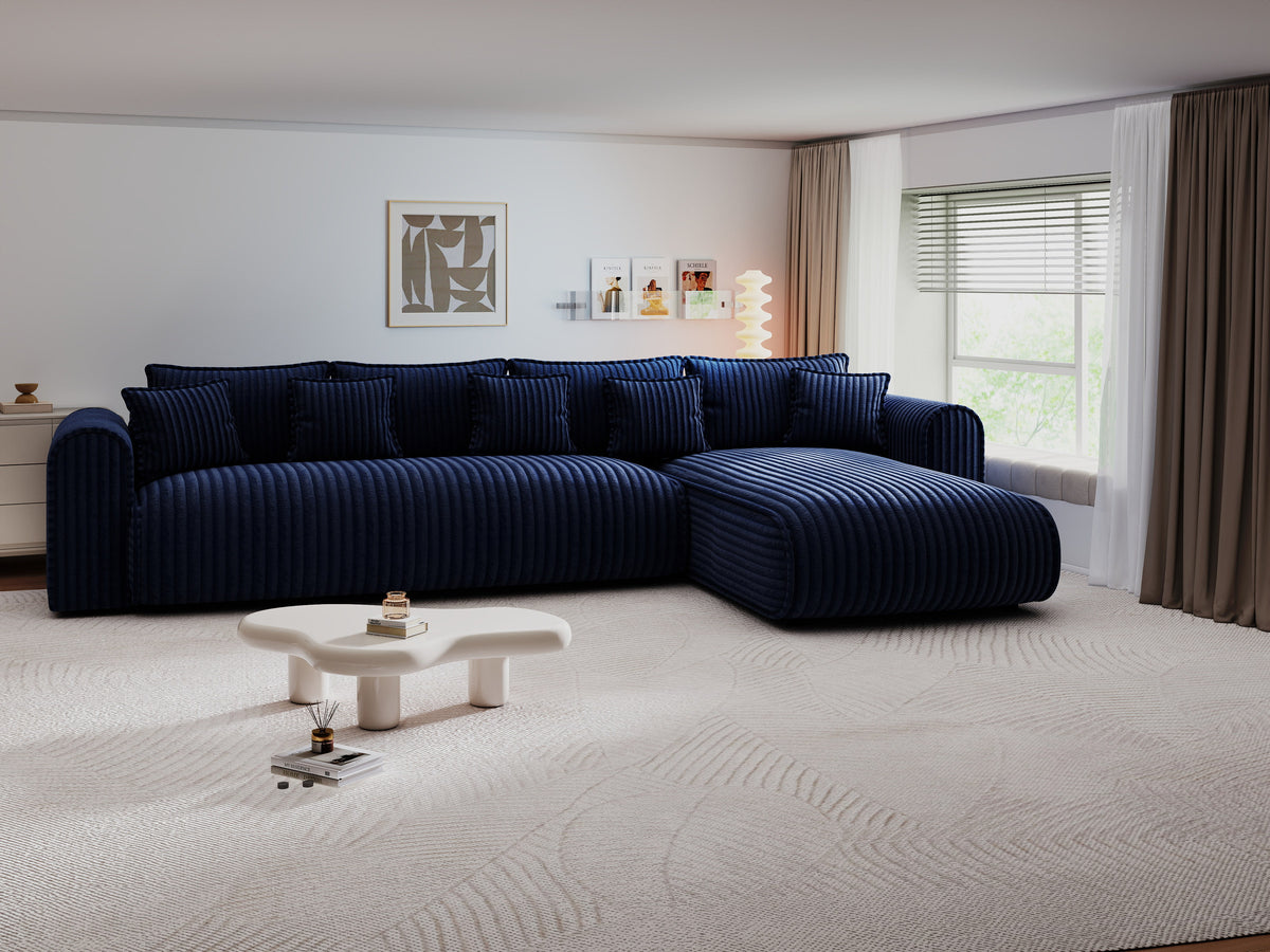 Colțar extensibil dumonde cu ladă de depozitare Monaco XL Tilia Albastru II 340x185 cm — dreapta — imagine 7