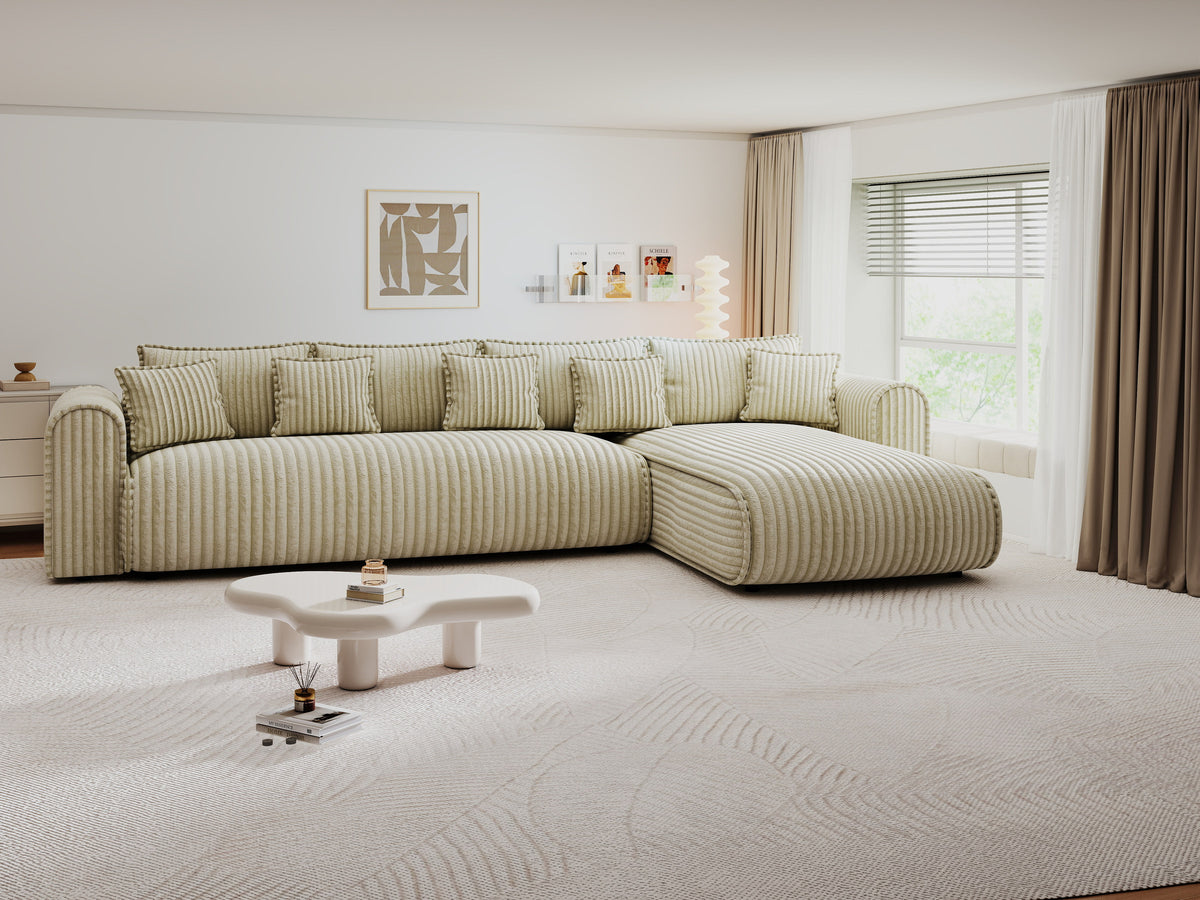 Colțar extensibil dumonde cu ladă de depozitare Monaco XL Tilia Bej II 340x185 cm — dreapta — imagine 7