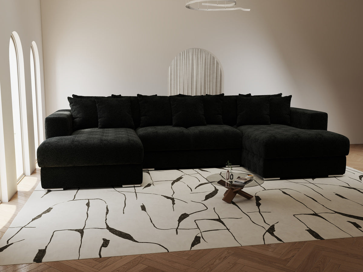 Colțar extensibil dumonde Gloria U Quelle Negru 340x167 cm — imagine 7