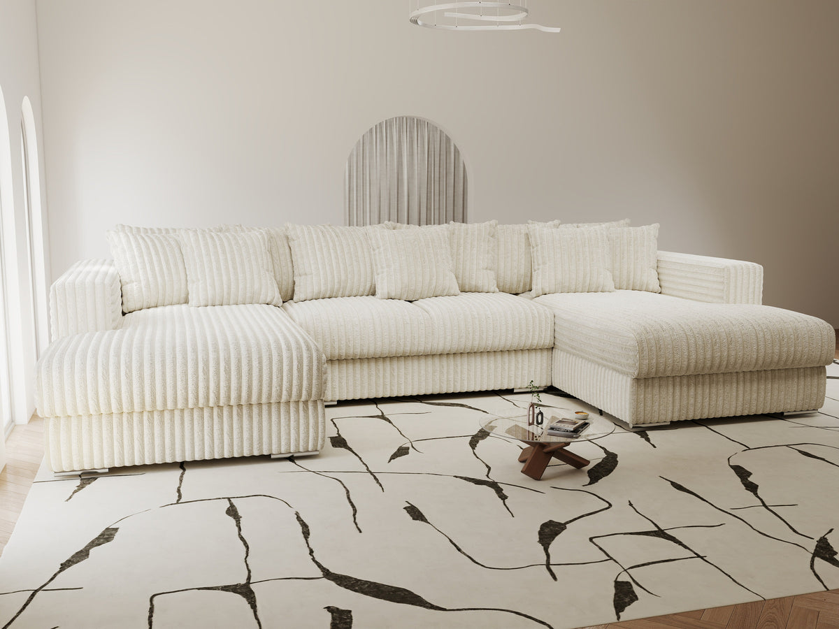 Colțar extensibil dumonde Gloria U Tilia Crem 340x167 cm — imagine 7