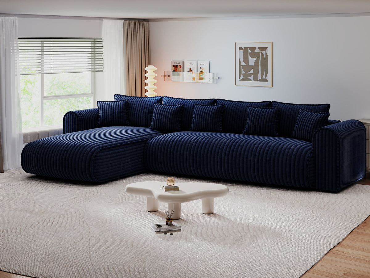 Colțar extensibil dumonde cu ladă de depozitare Monaco XL Tilia Albastru 340x185 cm — stanga — imagine 8