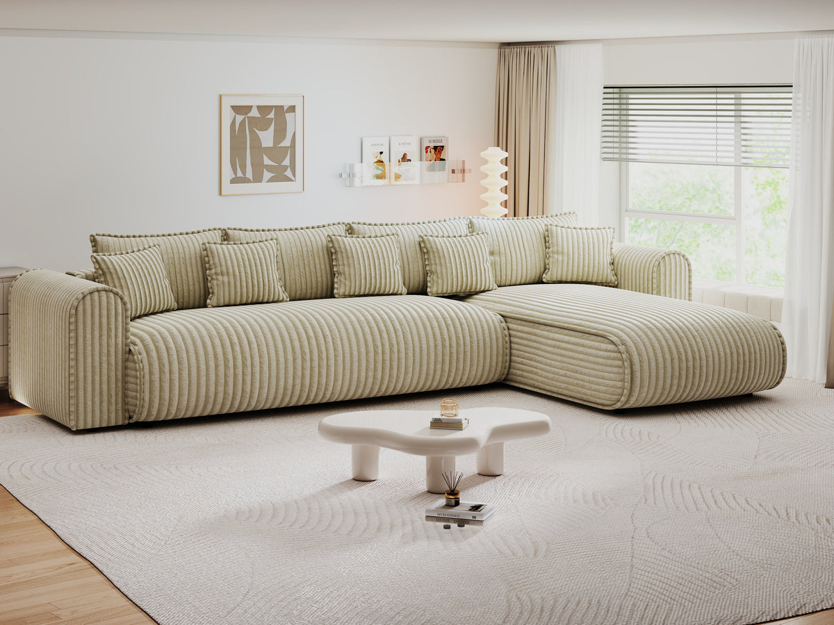 Colțar extensibil dumonde cu ladă de depozitare Monaco XL Tilia Bej II 340x185 cm — dreapta — imagine 8
