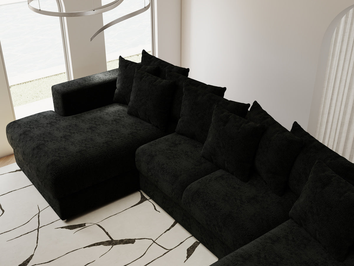 Colțar extensibil dumonde Gloria U Quelle Negru 340x167 cm — imagine 8