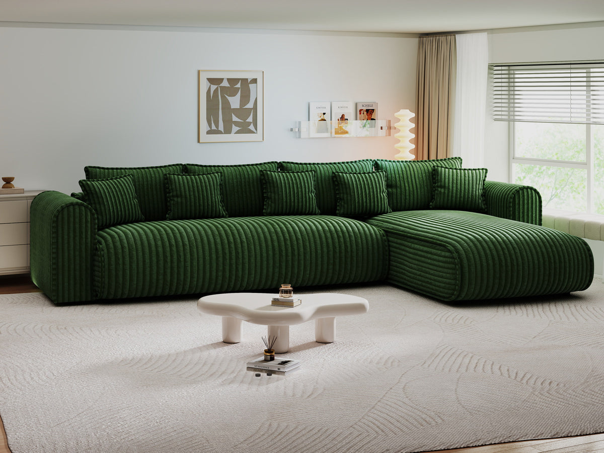 Colțar extensibil dumonde cu ladă de depozitare Monaco XL Tilia Verde II 340x185 cm — dreapta — imagine 9