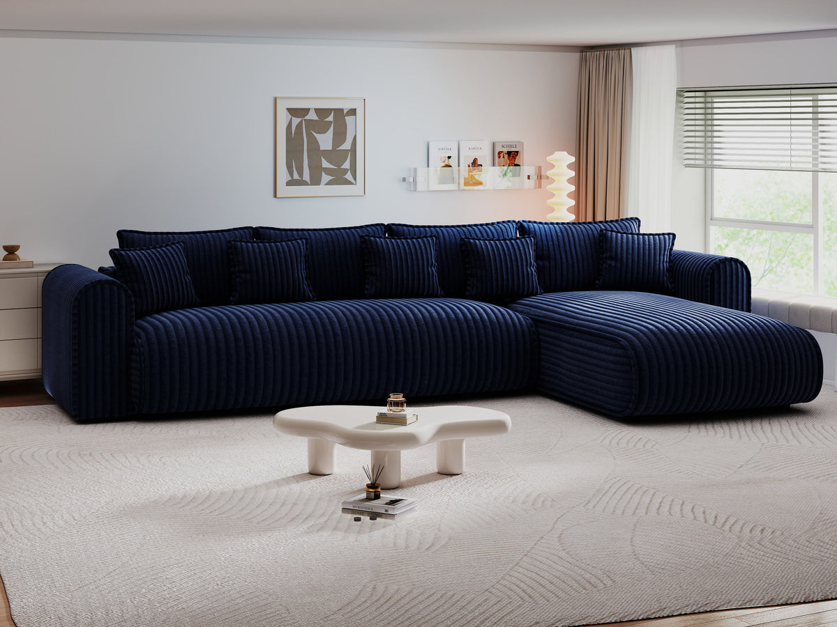 Colțar extensibil dumonde cu ladă de depozitare Monaco XL Tilia Albastru II 340x185 cm — dreapta — imagine 9
