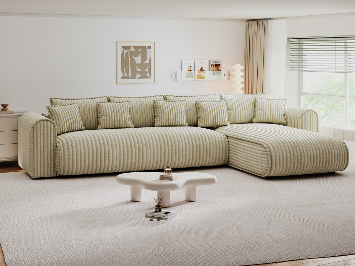 Colțar extensibil dumonde cu ladă de depozitare Monaco XL Tilia Bej II 340x185 cm — dreapta — imagine 9