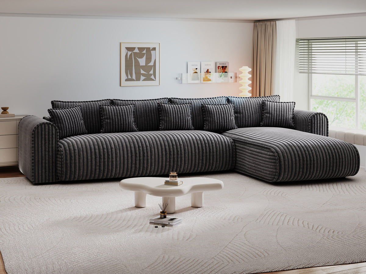 Colțar extensibil dumonde cu ladă de depozitare Monaco XL Tilia Grafit II 340x185 cm — dreapta — imagine 9