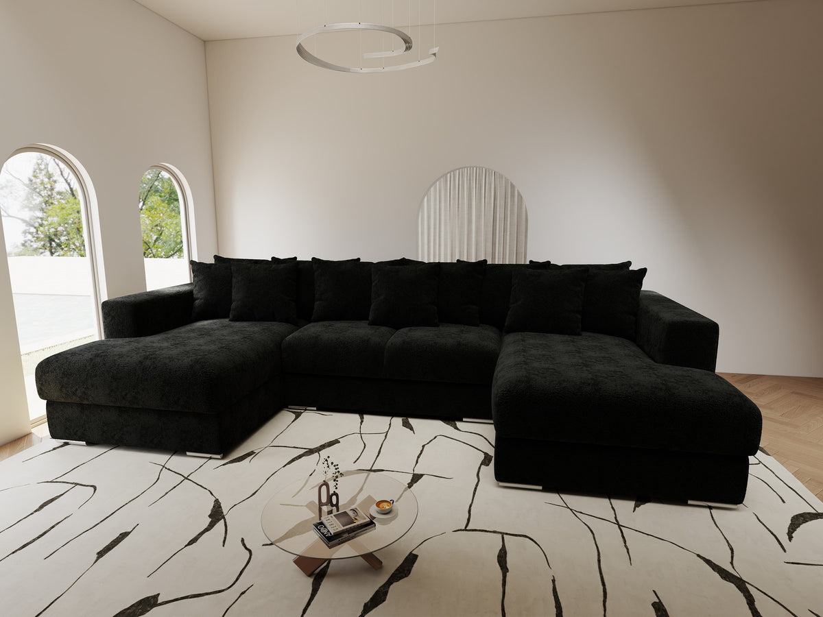 Colțar extensibil dumonde Gloria U Quelle Negru 340x167 cm — imagine 9