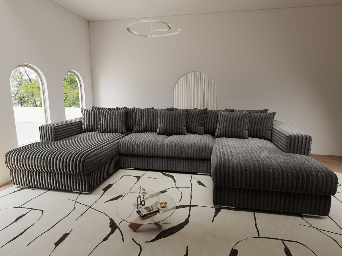 Colțar extensibil dumonde Gloria U Tilia Grafit 340x167 cm — imagine 9