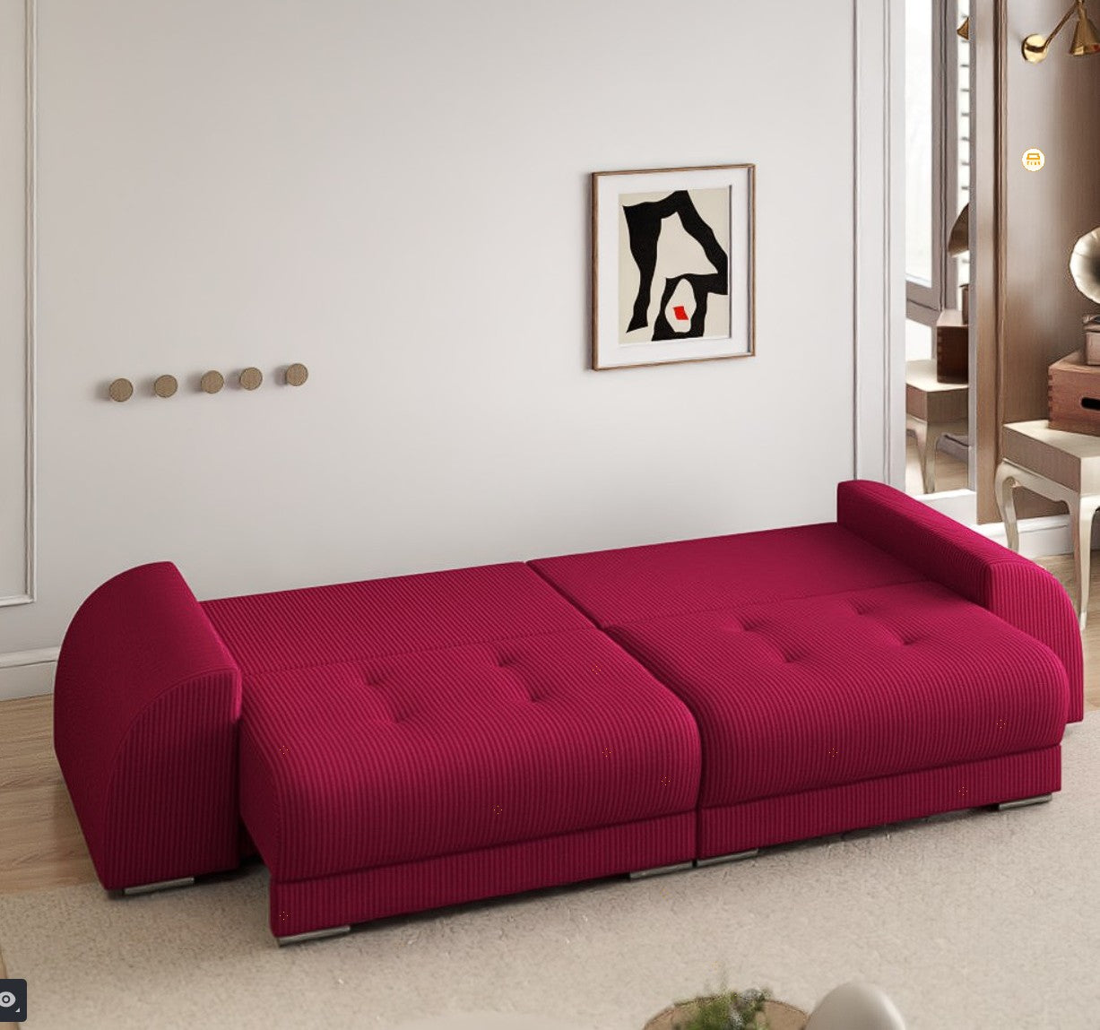 Canapea extensibilă dumonde cu 2 lăzi de depozitare si sezut confortabil din spuma HR, Verona Royal Pink 310x100 cm Fabrica