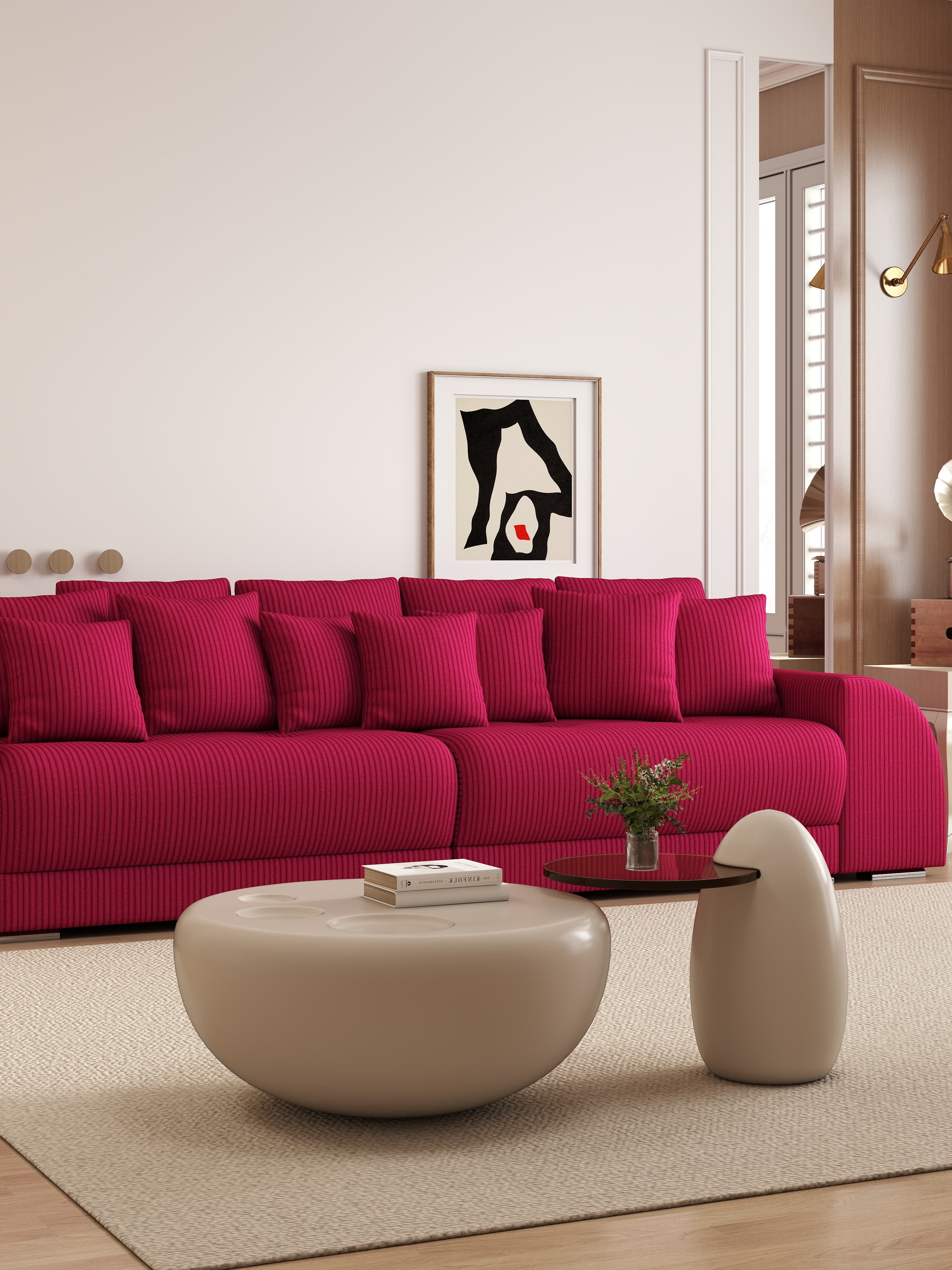 Canapea extensibilă dumonde cu 2 lăzi de depozitare si sezut confortabil din spuma HR, Verona Zoom Red 310x100 cm Fabrica