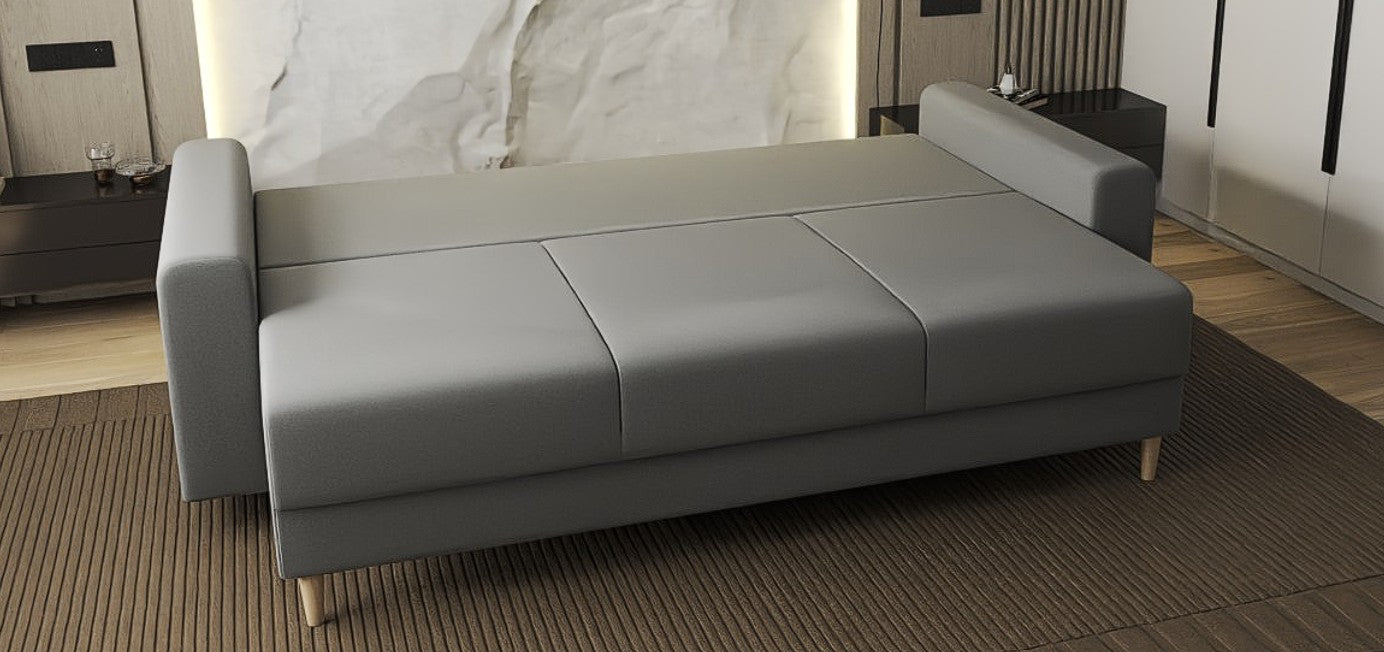 Canapea extensibilă dumonde cu ladă de depozitare si sezut confortabil din spuma HR, Kronos Royal Gri 210x100 cm fabrica