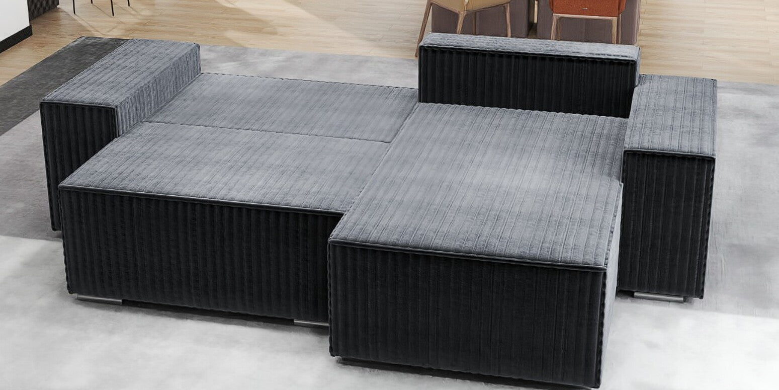 Colțar extensibil dumonde cu ladă de depozitare si sezut confortabil din spuma HR, Dream Ambience Gri 290x185 cm II Fabrica