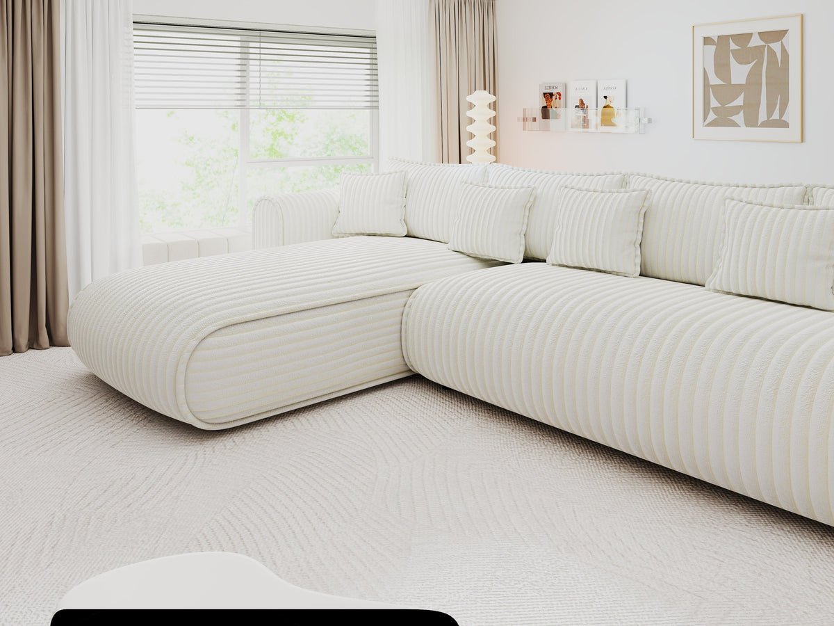 Colțar extensibil dumonde cu ladă de depozitare Monaco XL Tilia Crem 340x185 cm — stanga — imagine 10