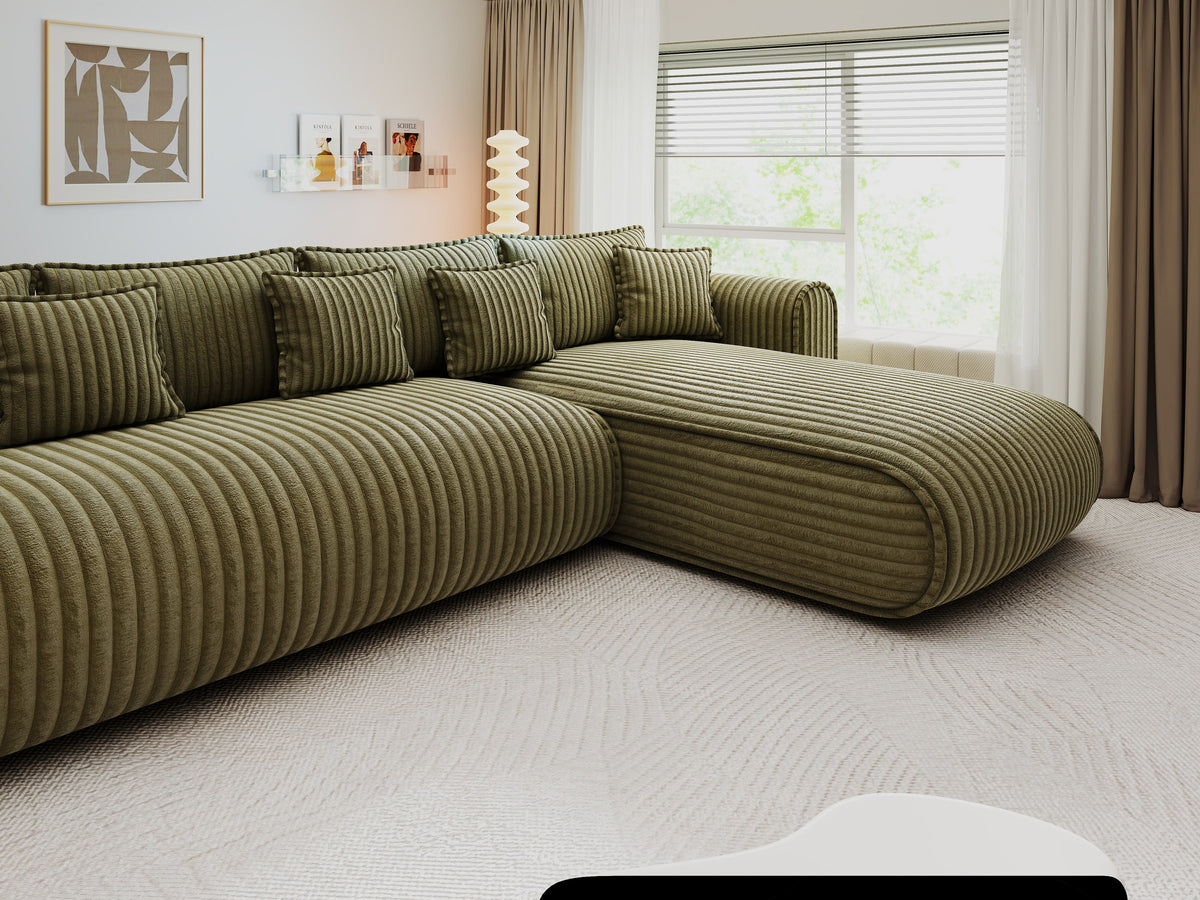 Colțar extensibil dumonde cu ladă de depozitare Monaco XL Tilia Olive II 340x185 cm — dreapta — imagine 10