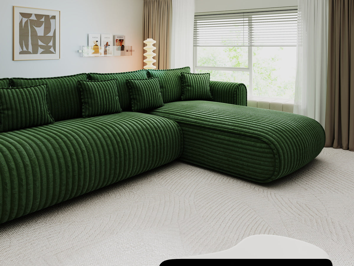 Colțar extensibil dumonde cu ladă de depozitare Monaco XL Tilia Verde II 340x185 cm — dreapta — imagine 10
