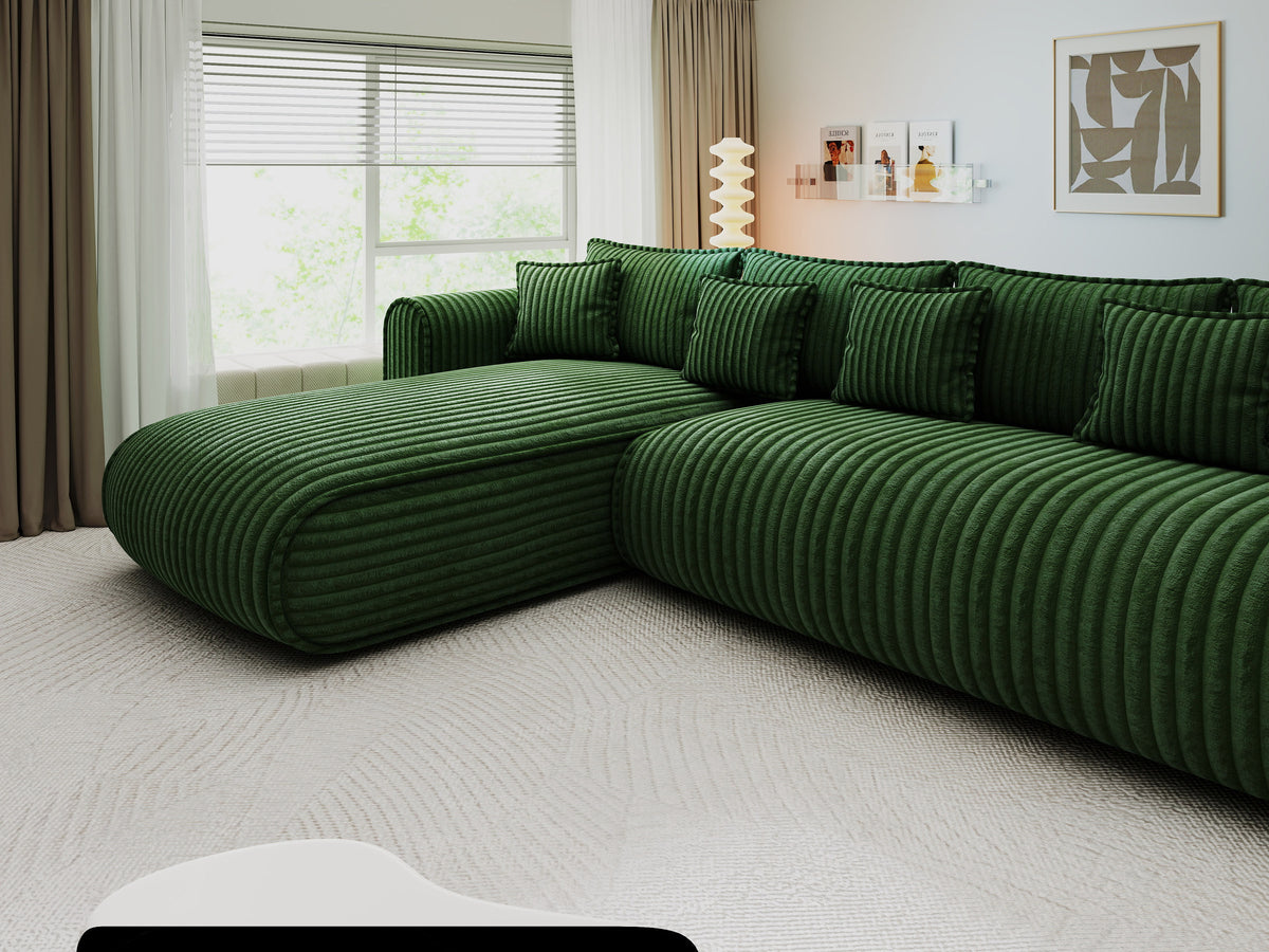 Colțar extensibil dumonde cu ladă de depozitare Monaco XL Tilia Verde 340x185 cm — stanga — imagine 10