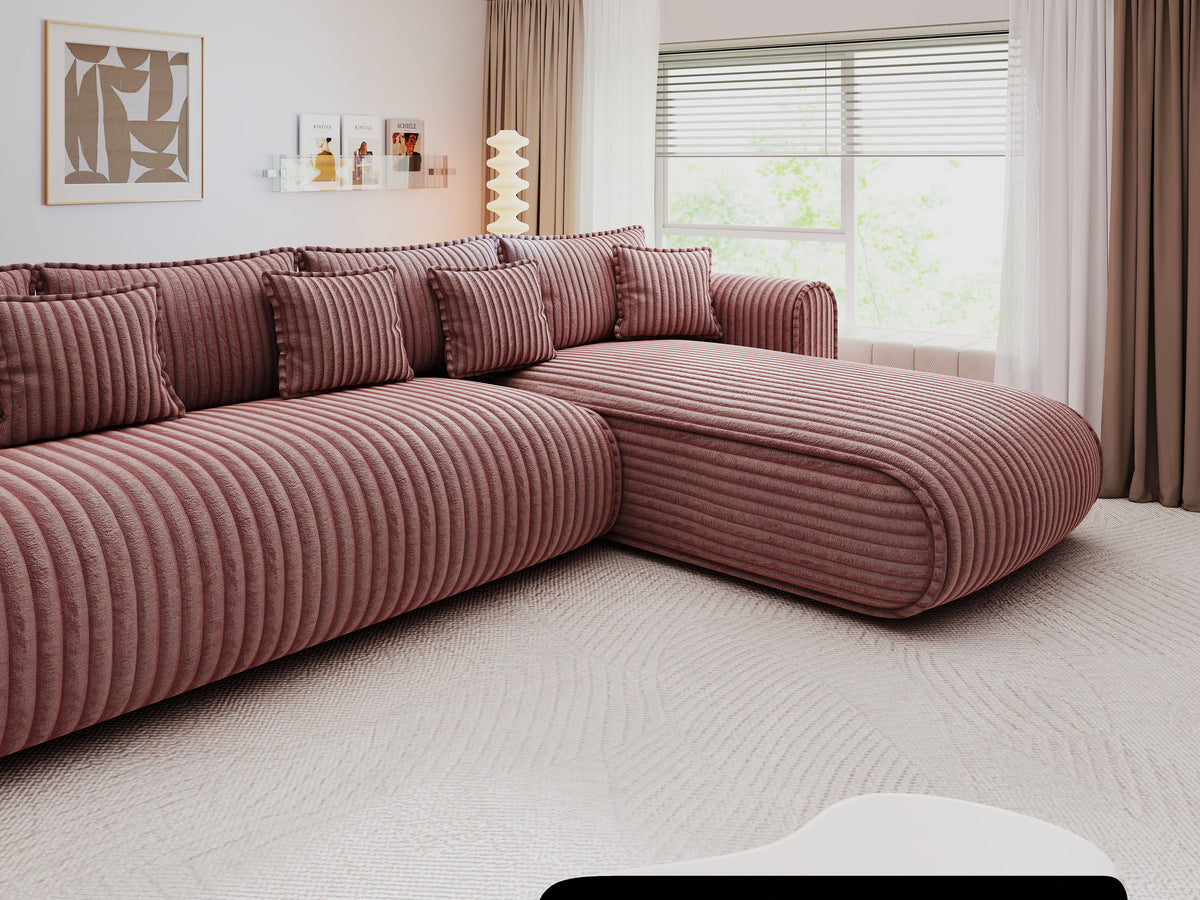 Colțar extensibil dumonde cu ladă de depozitare Monaco XL Tilia Roz II 340x185 cm — dreapta — imagine 10
