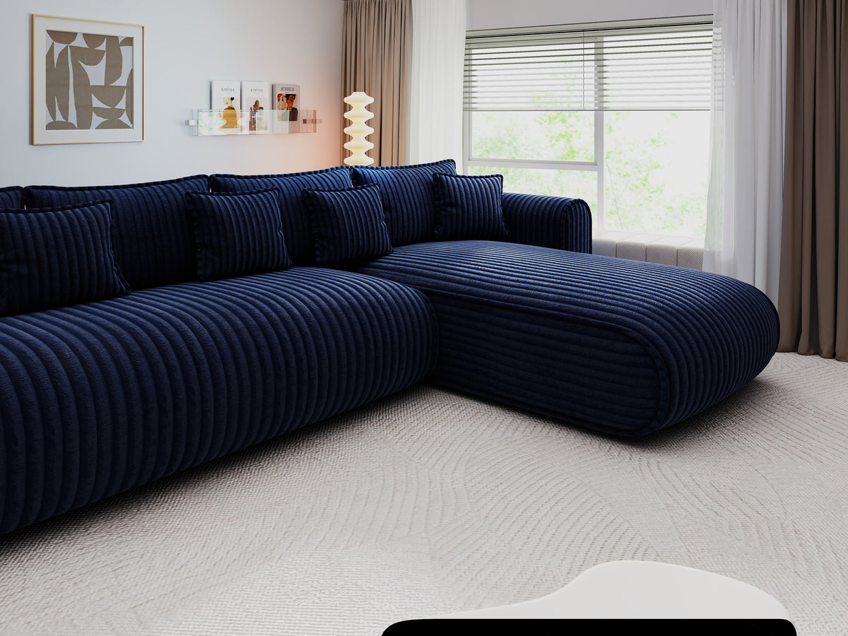 Colțar extensibil dumonde cu ladă de depozitare Monaco XL Tilia Albastru II 340x185 cm — dreapta — imagine 10