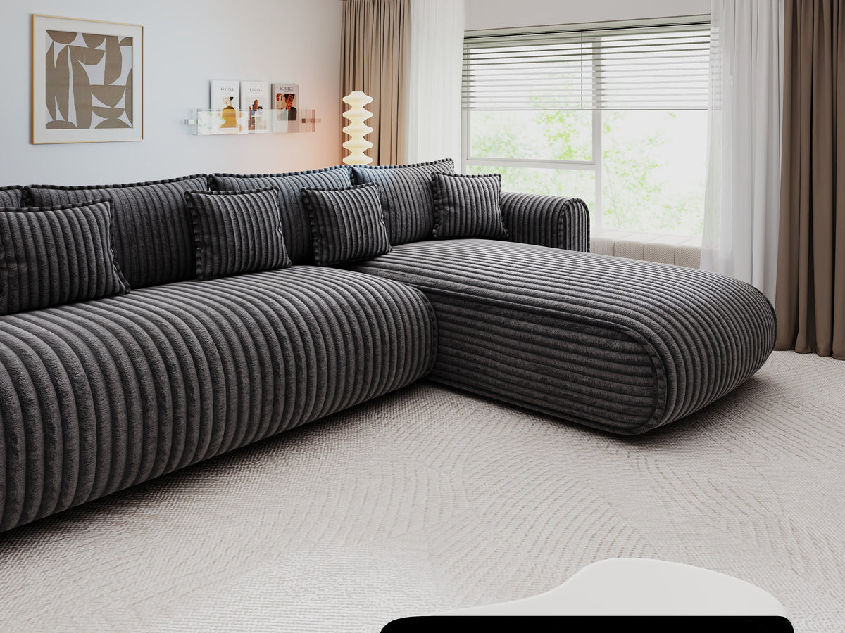 Colțar extensibil dumonde cu ladă de depozitare Monaco XL Tilia Grafit II 340x185 cm — dreapta — imagine 10