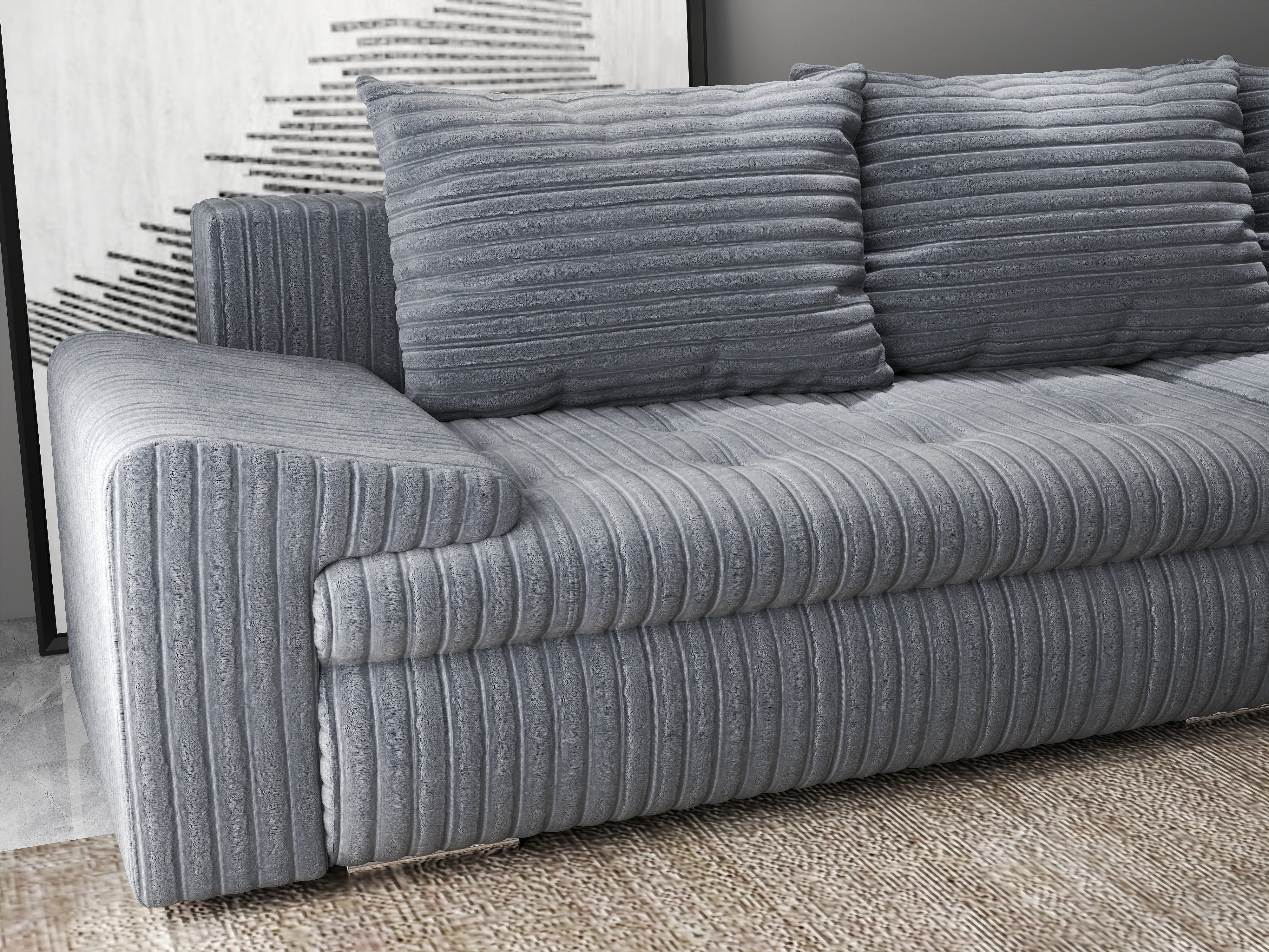 Colțar extensibil dumonde cu ladă de depozitare si sezut confortabil din spuma HR, Leonardo Ambience Gri 260x185 cm II Fabrica