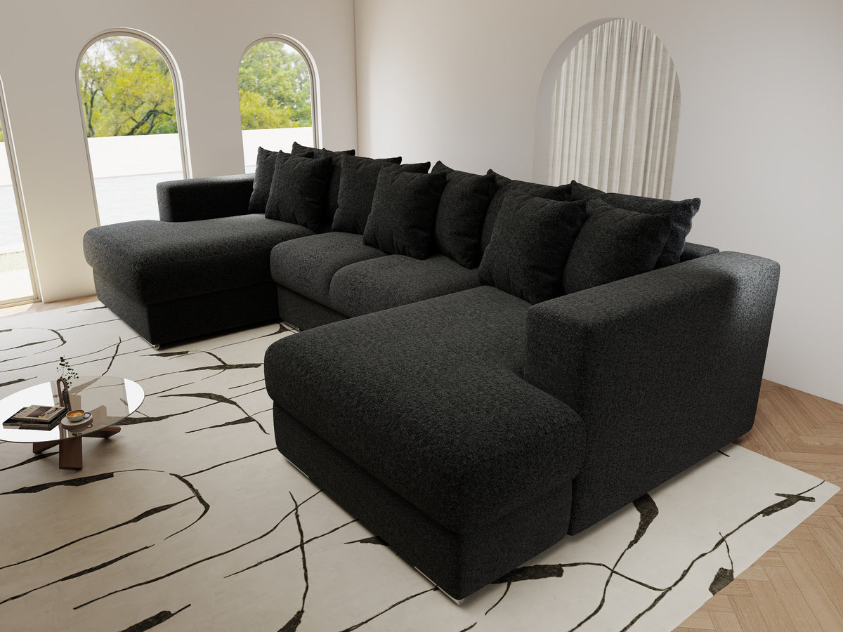 Colțar extensibil dumonde Gloria U Monte Negru 340x167 cm — imagine 10