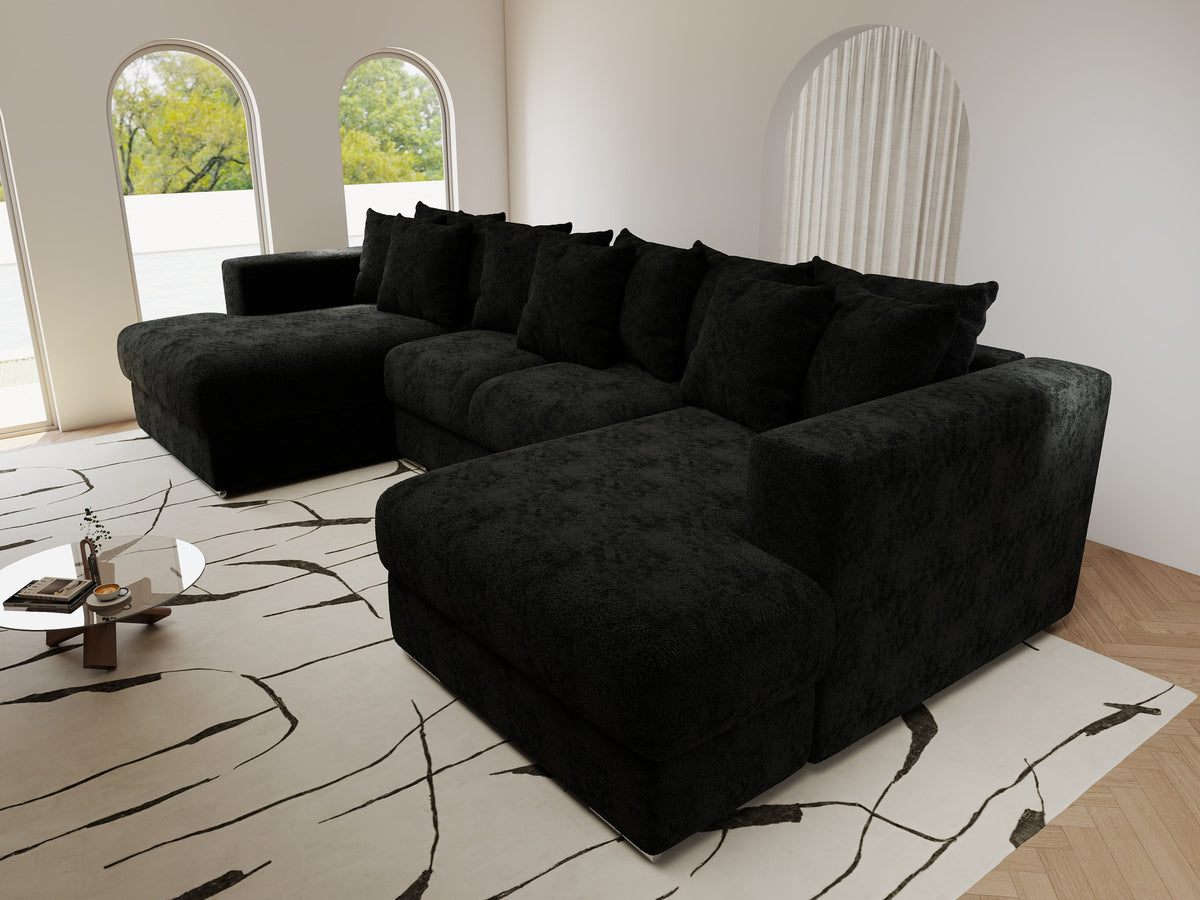 Colțar extensibil dumonde Gloria U Quelle Negru 340x167 cm — imagine 10
