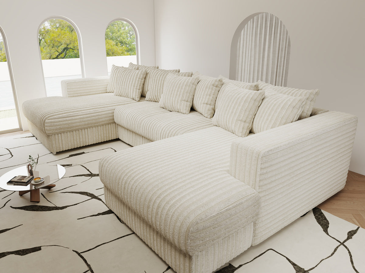 Colțar extensibil dumonde Gloria U Tilia Crem 340x167 cm — imagine 10