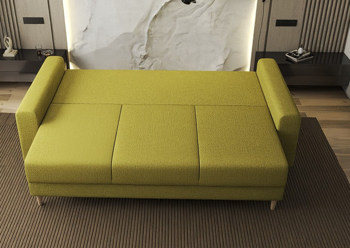 Canapea extensibilă dumonde cu ladă de depozitare si sezut confortabil din spuma HR, Kronos Enjoy Verde 210x100 cm fabrica