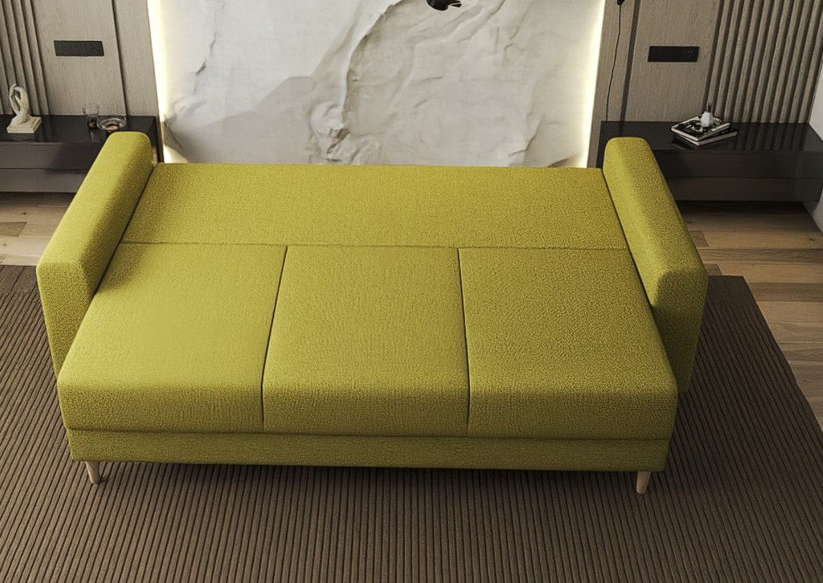 Canapea extensibilă dumonde cu ladă de depozitare si sezut confortabil din spuma HR, Kronos Enjoy Verde 210x100 cm fabrica