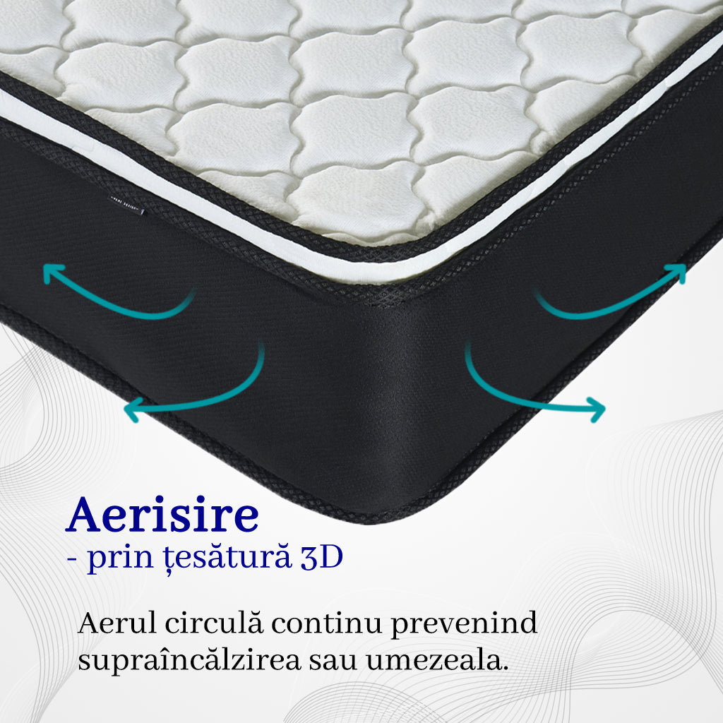 Saltea dumonde Elvara Comfort Pocket 90x200 cm, arcuri individuale, spuma inalta densitate, superortopedica, grosime 25cm