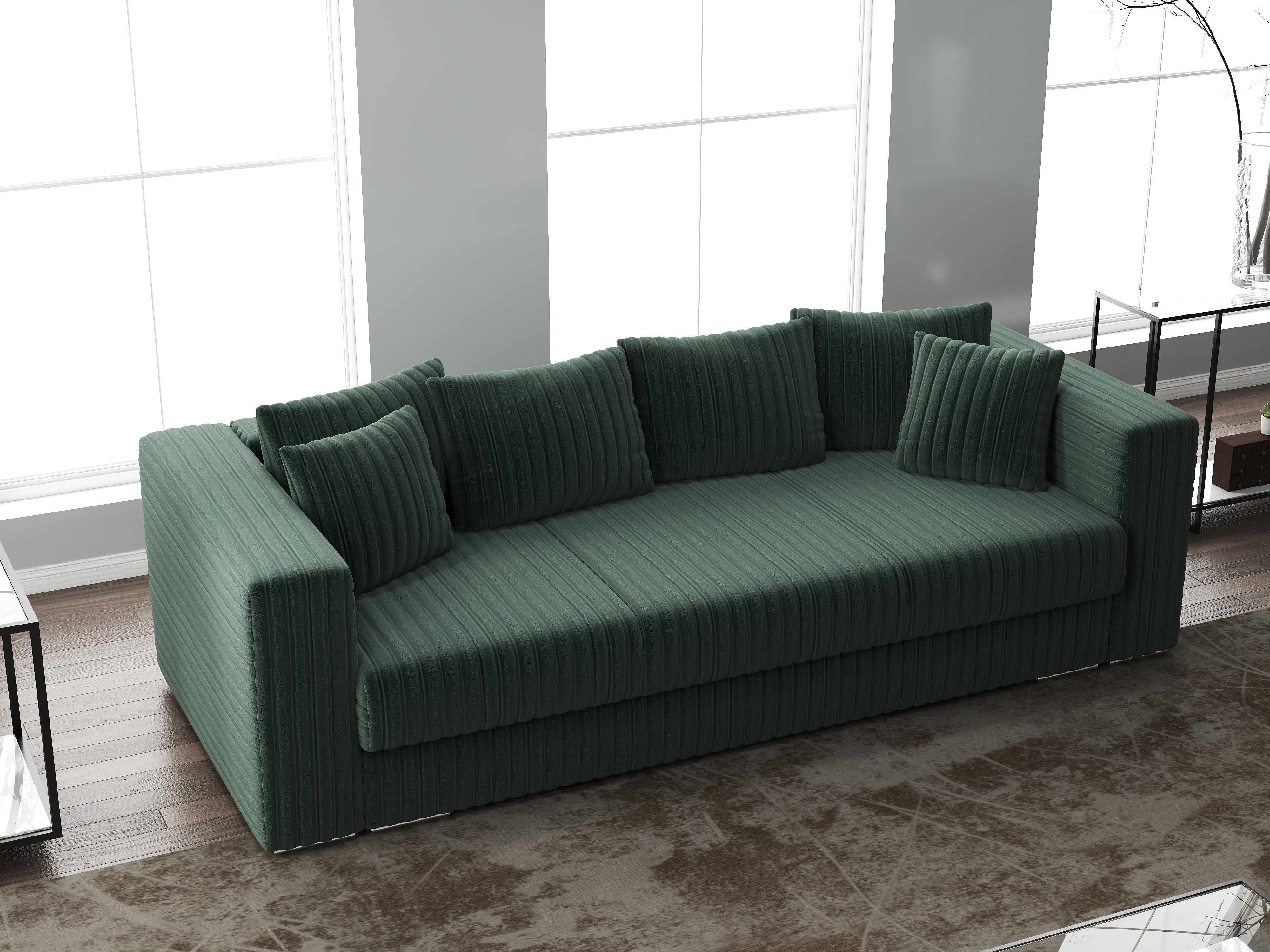 Canapea extensibilă dumonde cu ladă de depozitare si sezut confortabil din spuma HR, Gloria Ambience Verde 240x100 cm Fabrica
