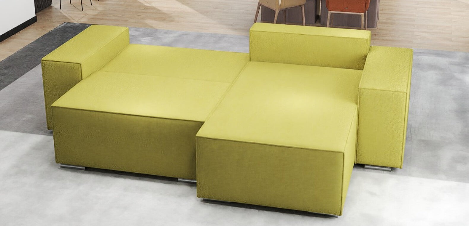 Colțar extensibil dumonde cu ladă de depozitare si sezut confortabil din spuma HR, Dream Enjoy Verde 290x185 cm II Fabrica
