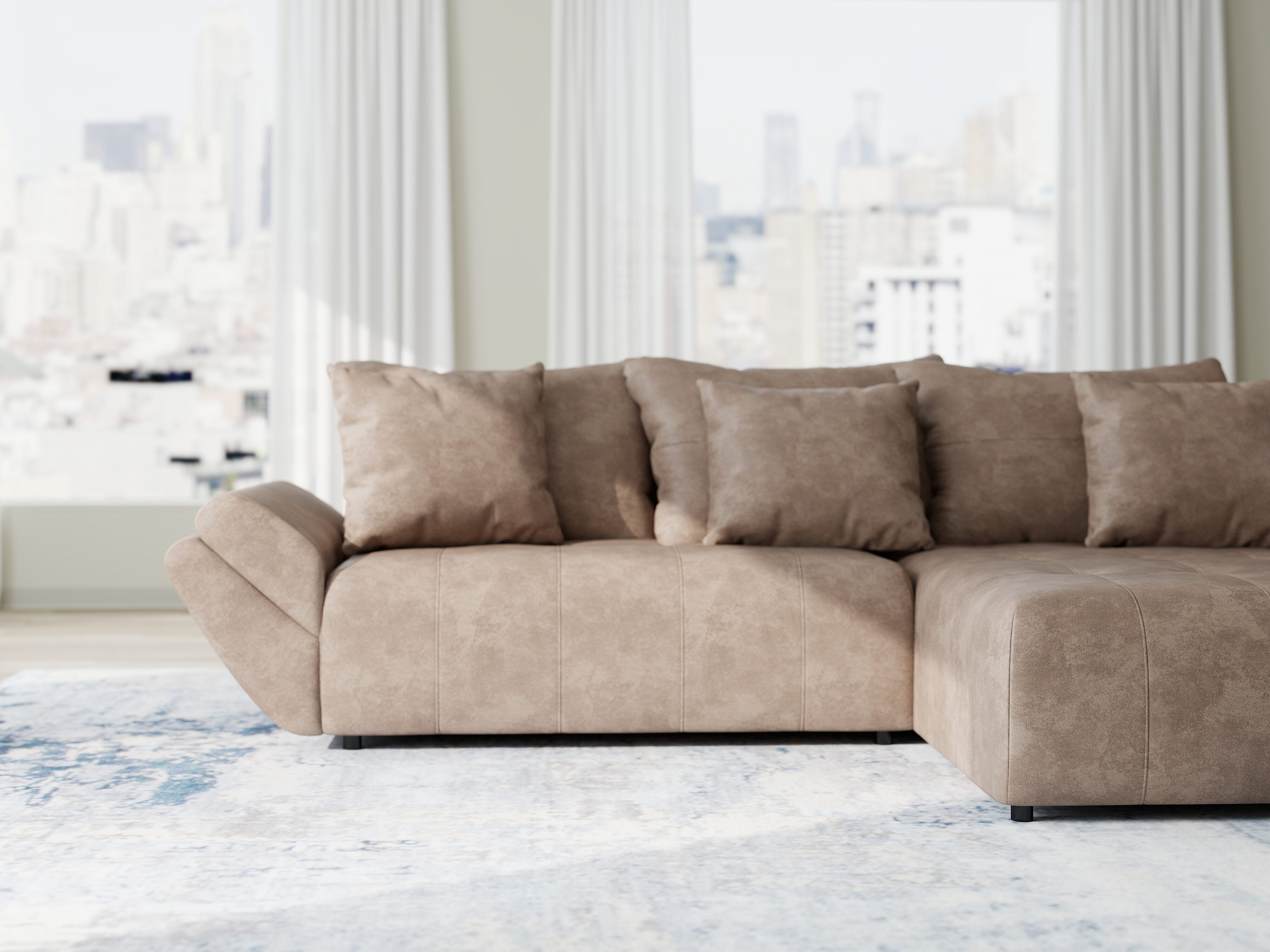 Colțar extensibil dumonde cu ladă de depozitare si sezut confortabil din spuma HR, Berlin Tobago Maro 280x185 cm II