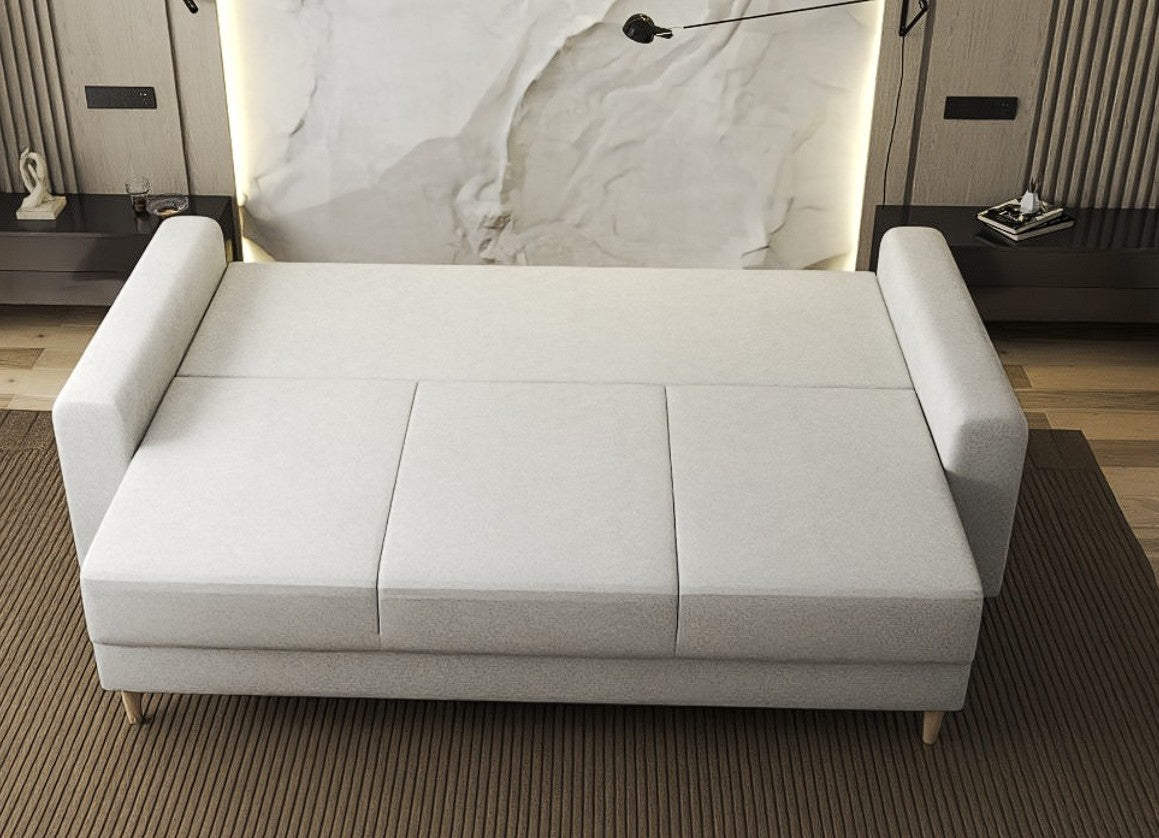 Canapea extensibilă dumonde cu ladă de depozitare si sezut confortabil din spuma HR, Kronos Euphoria Ivory 210x100 cm fabrica