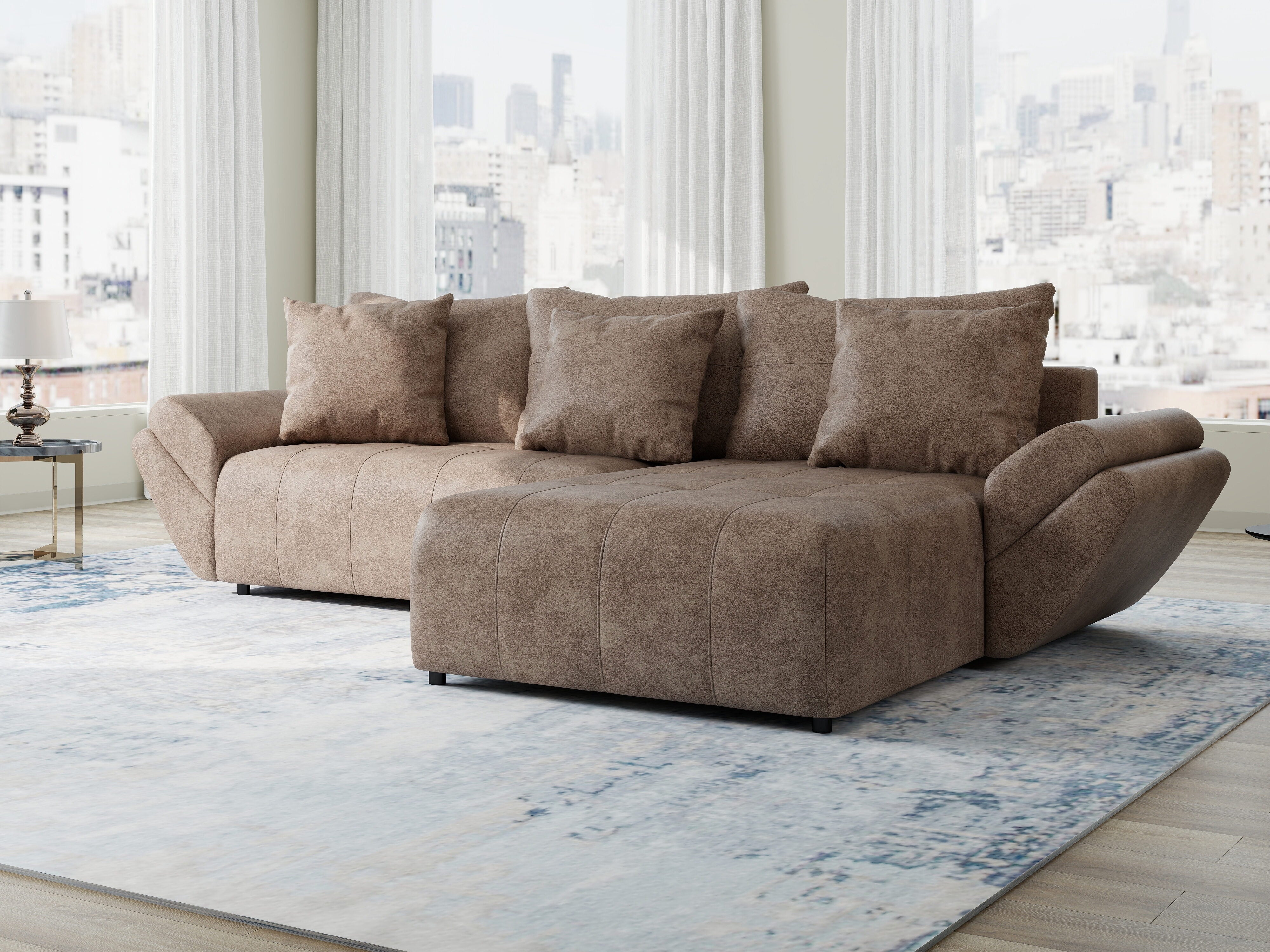 Colțar extensibil dumonde cu ladă de depozitare si sezut confortabil din spuma HR, Berlin Tobago Maro 280x185 cm II