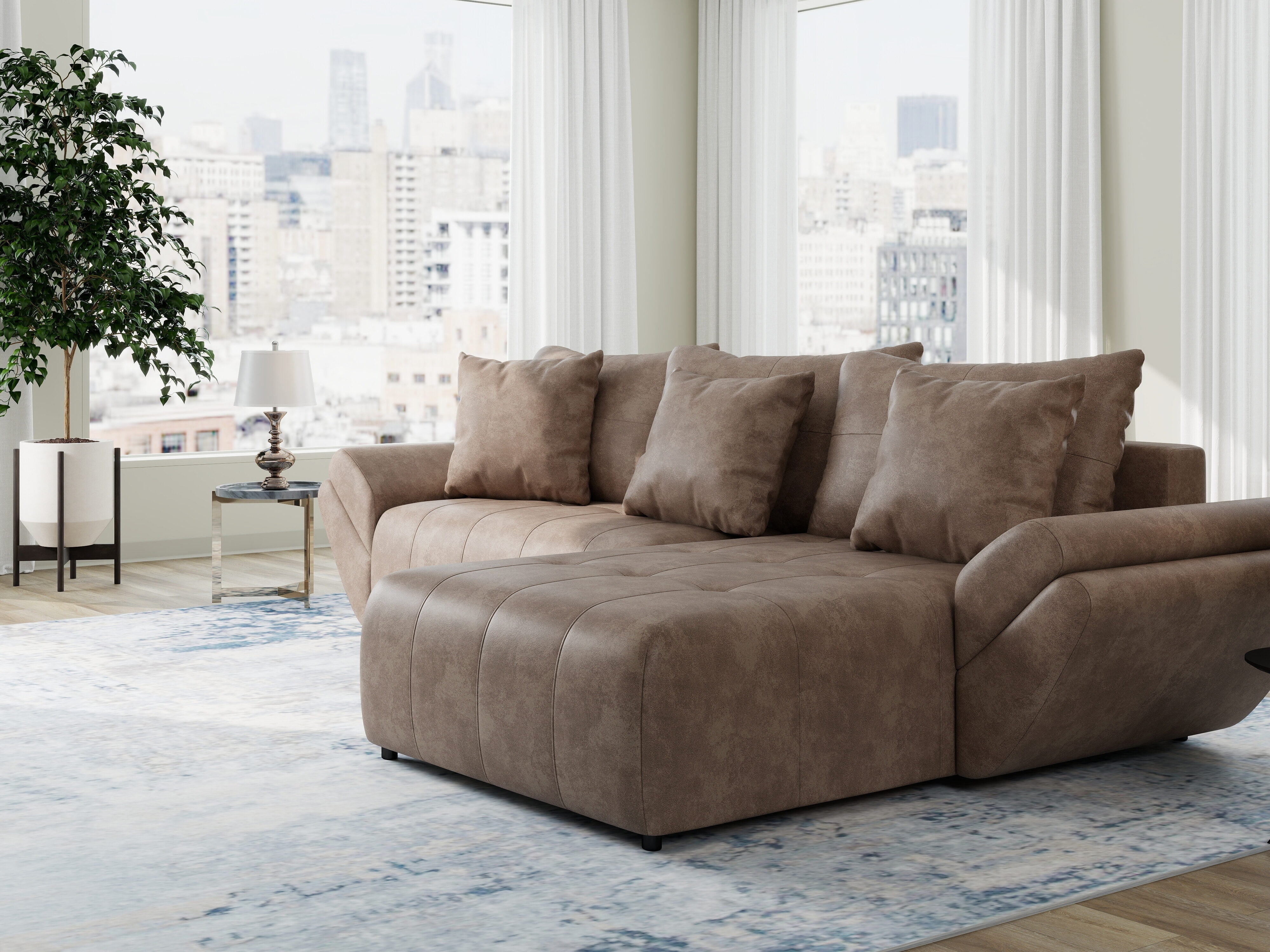 Colțar extensibil dumonde cu ladă de depozitare si sezut confortabil din spuma HR, Berlin Tobago Maro 280x185 cm II