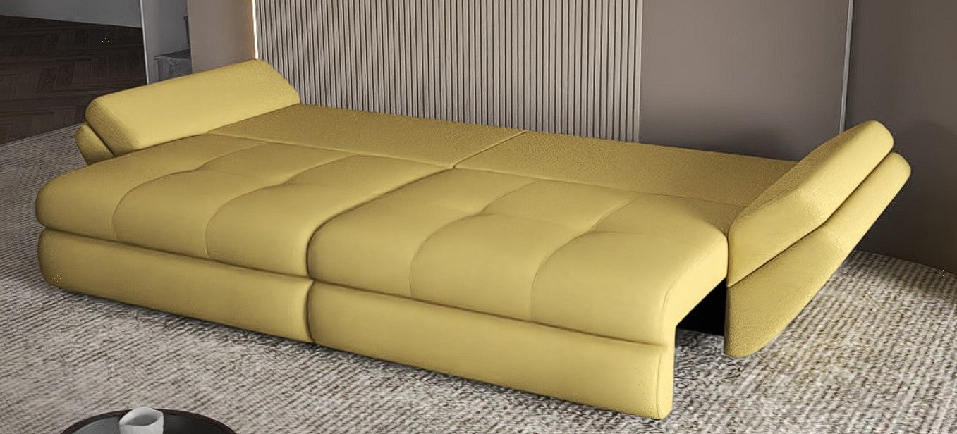 Canapea extensibilă dumonde cu ladă de depozitare si sezut confortabil din spuma HR, Loana Enjoy Melon 300x100 cm Fabrica