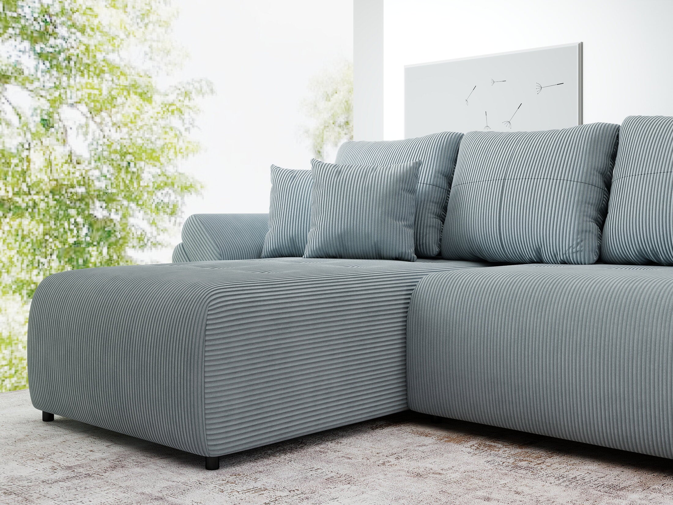 Colțar extensibil dumonde cu ladă de depozitare Berlin XL Zoom Grey 350x185 cm