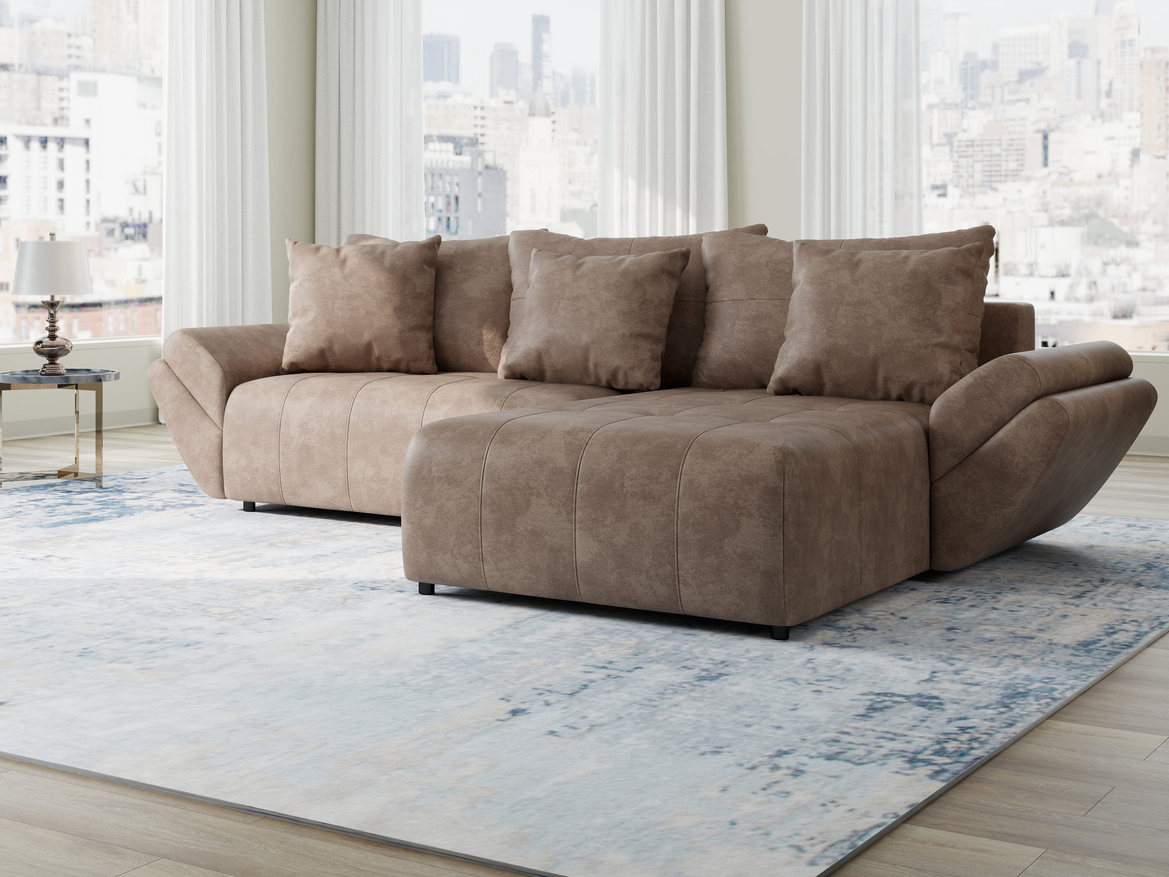 Colțar extensibil dumonde cu ladă de depozitare si sezut confortabil din spuma HR, Berlin Tobago Maro 280x185 cm II