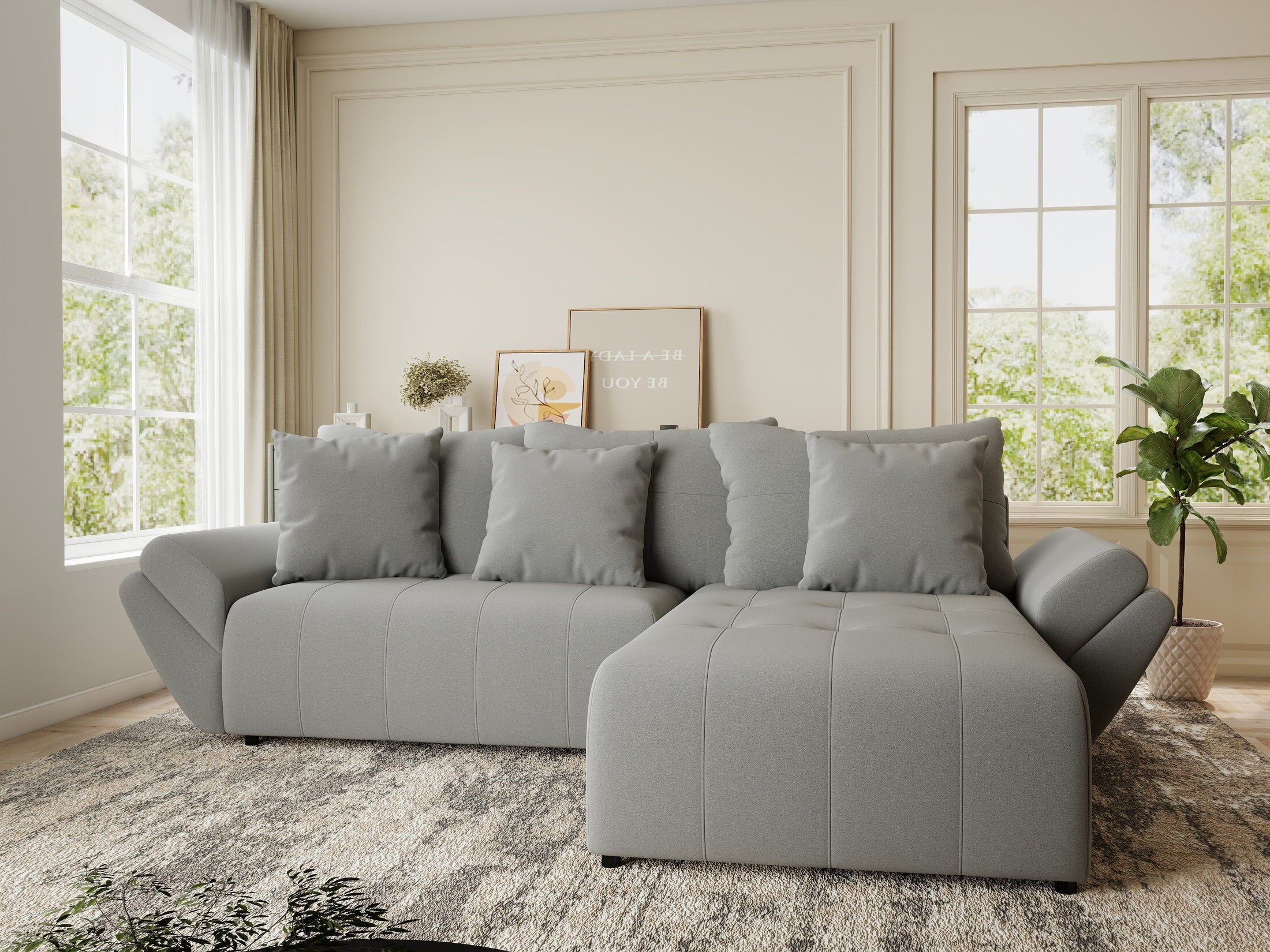 Colțar extensibil dumonde cu ladă de depozitare si sezut confortabil din spuma HR, Berlin Royal Gri 280x185 cm II