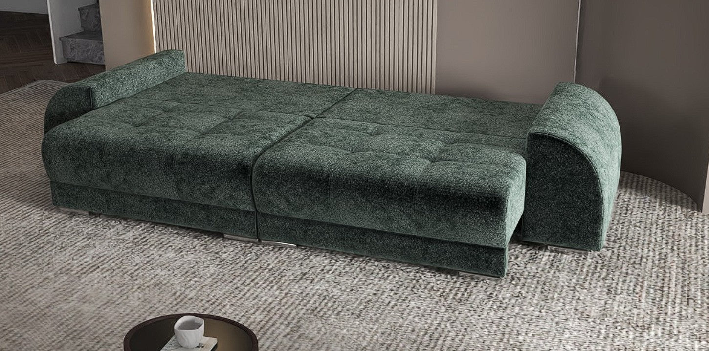 Canapea extensibilă dumonde cu 2 lăzi de depozitare si sezut confortabil din spuma HR, Verona Euphoria Green 310x100 cm Fabrica