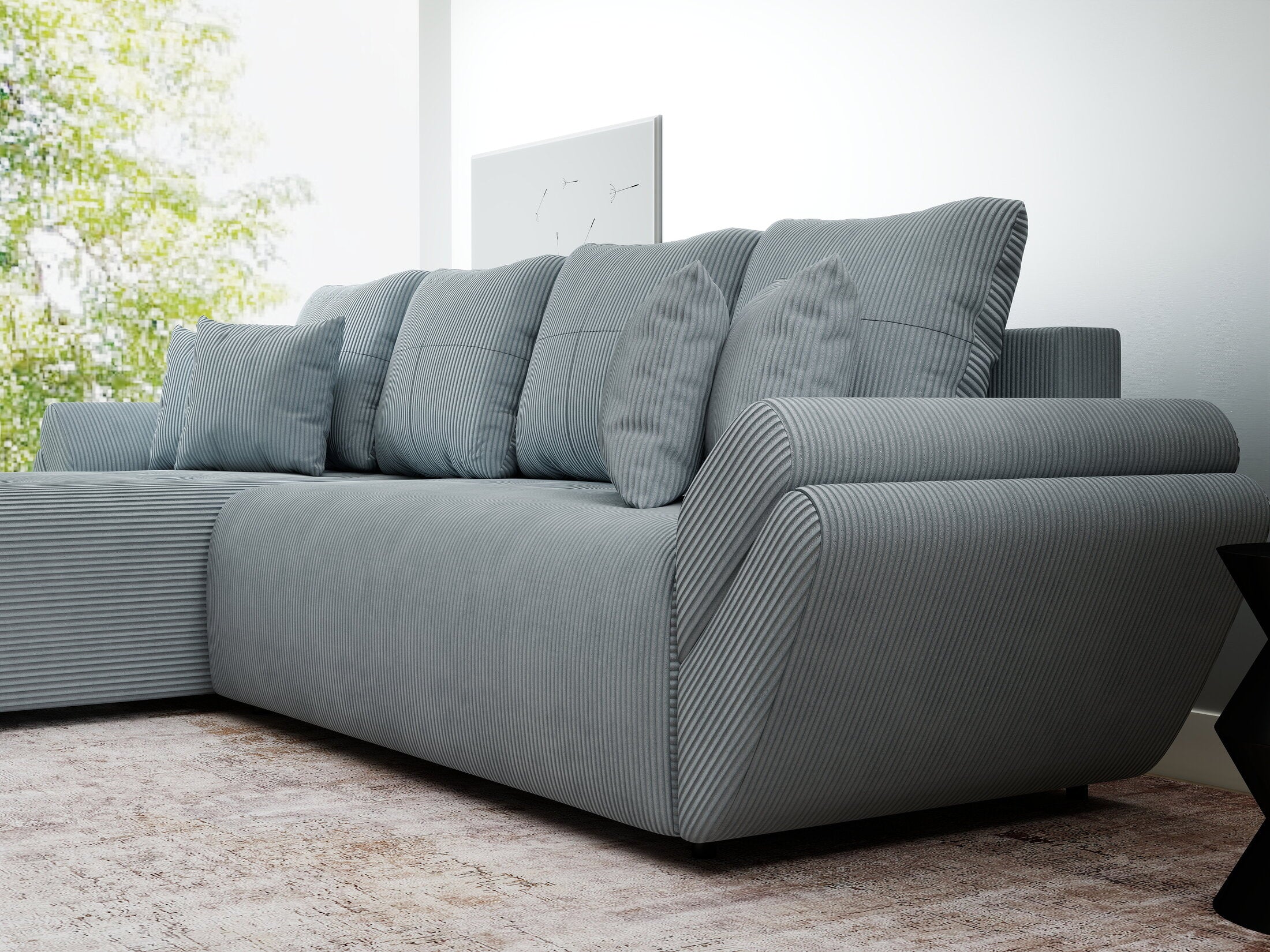 Colțar extensibil dumonde cu ladă de depozitare Berlin XL Zoom Grey 350x185 cm