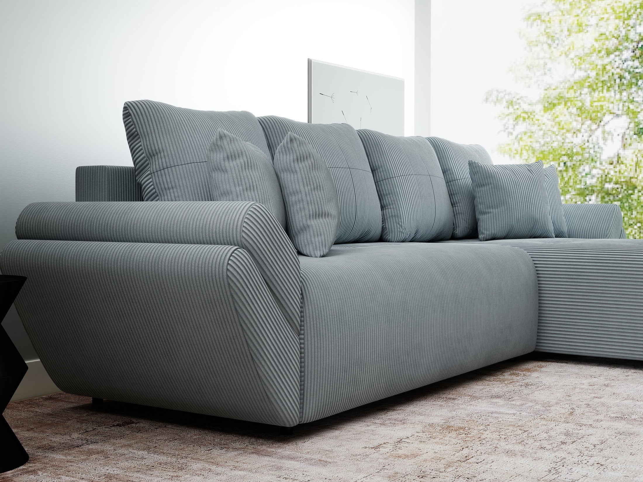 Colțar extensibil dumonde cu ladă de depozitare Berlin XL Zoom Grey II 350x185 cm