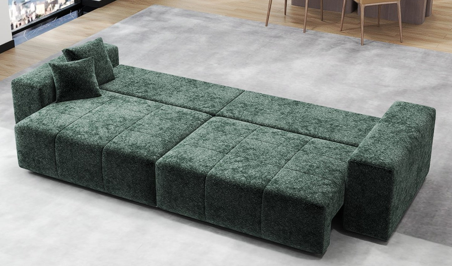 Canapea extensibilă dumonde cu ladă de depozitare si sezut confortabil din spuma HR, Marbela Euphoria Green XXL 295x100 cm fabrica