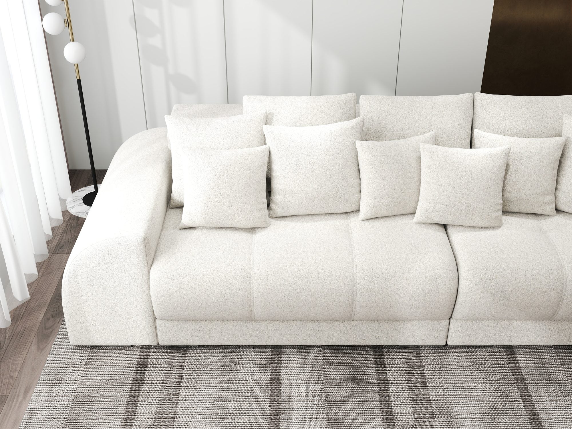 Canapea extensibilă dumonde cu 2 lăzi de depozitare si sezut confortabil din spuma high-density, Verona Monte Bej 03 310x100 cm