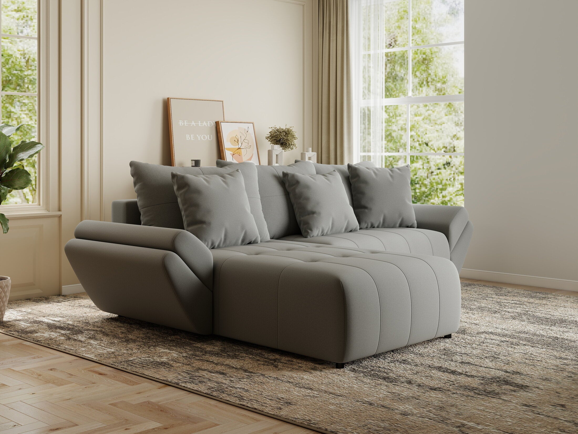 Colțar extensibil dumonde cu ladă de depozitare si sezut confortabil din spuma HR, Berlin Royal Gri 280x185 cm